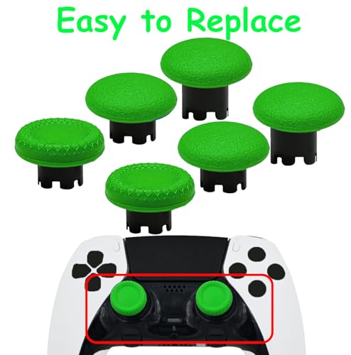 6 Pack Interchangeable Thumbstick Caps for PS5 DualSense Edge Controller Joysticks, DualSense Edge Controller Swappable Thumbsticks Replacement for PS5 Edge Controller(Green) - color: Green