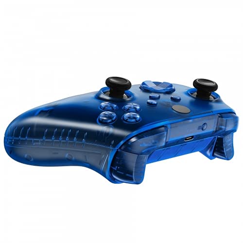 MODDEDZONE Custom Wireless UNMODDED Controller for Xbox One S/X and PC with Exclusive and Unique Designs - The Perfect Gaming Gift for Enthusiasts, Expertly Crafted in the USA - Clear Blue Full - color: Clear Blue Full