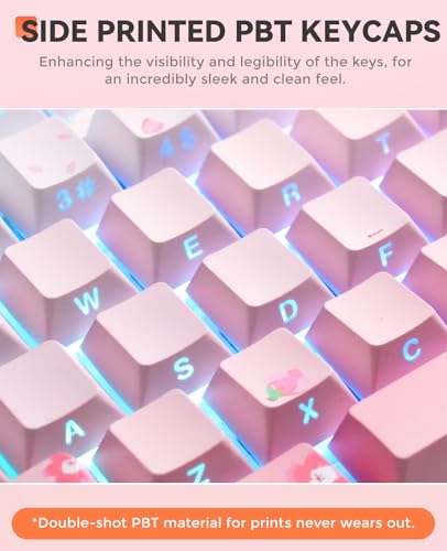 DAREU EK98pro Sakura Pink Wireless Mechanical Keyboard,Tri-Mode BT/2.4GHz/USB-C Creamy Gaming Keyboard with Number Pad,Gasket Structure,Hot Swappable Custom,RGB Backlit for Win/Mac - color: Sakura Pink-D