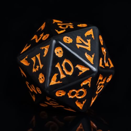 7-Die DND Dice Set Scary Pattern Polyhedral Dice Set with Leather Bag, Skull Dice D&D Dice Set for RPG Table Games. (Scary Pattern-Black) - color: Halloween Pattern-black