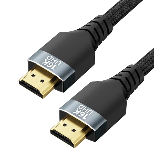 96Gbps HDMI 2.2 Cord,2 FT,16K@60Hz,8K@120Hz,4K@240/480Hz,Ultra High Speed Braided Gold-Plated,Supports HDR10+,eARC,DTS:X,HDCP 2.1,Compatible with PS5,PS4,Xbox,Gaming PC,Monitor,Projector, - size: 2FT