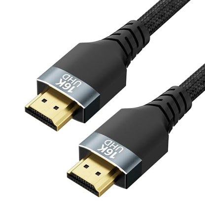 96Gbps HDMI 2.2 Cord,2 FT,16K@60Hz,8K@120Hz,4K@240/480Hz,Ultra High Speed Braided Gold-Plated,Supports HDR10+,eARC,DTS:X,HDCP 2.1,Compatible with PS5,PS4,Xbox,Gaming PC,Monitor,Projector, - size: 2FT