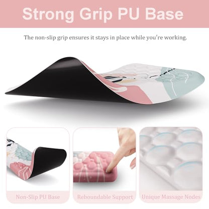 Ospelelf Mouse Pad with Wrist Rest and Keyboard Wrist Rest, Ergonomic Wrist Rest for Computer, Office, Gaming, Pink - color: Pink Plant