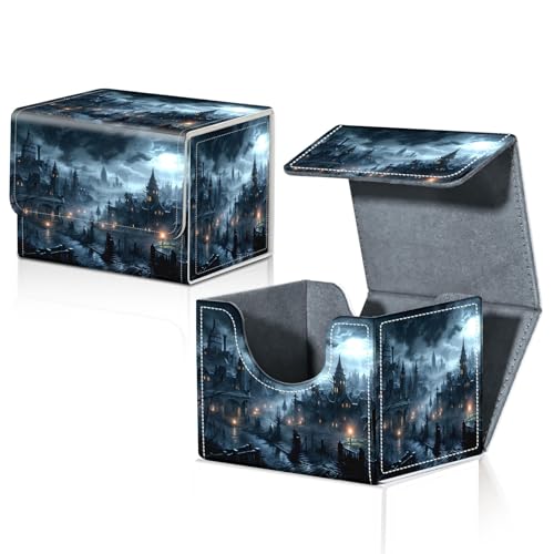 Card Deck Box for MTG Trading Cards with Magnetic Closure,Premium Card Storage Box Case Cover for TCG CCG Magic Cards,Fantasy Castle - color: Fantasy Castle