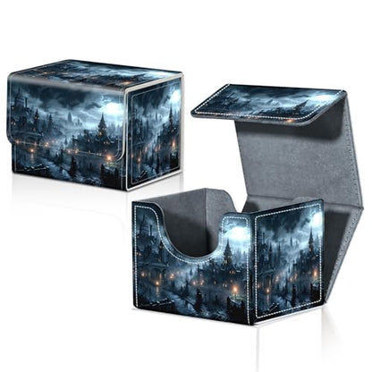 Card Deck Box for MTG Trading Cards with Magnetic Closure,Premium Card Storage Box Case Cover for TCG CCG Magic Cards,Fantasy Castle - color: Fantasy Castle