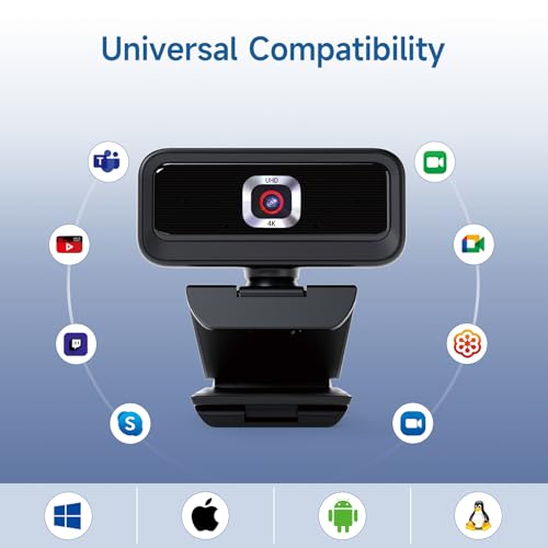 4K Webcam for PC, Computer Camera for Desktop, USB Webcam with Tripod,2 Noise Reduction Mics, Built-in Privacy Cover, for PC/Zoom/Skype/Team/Laptop/MacBook/Windows - style: 4K Updated Autofocus