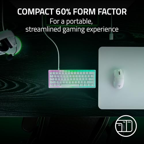 Razer Huntsman V3 Pro Mini 60% Esports Gaming Keyboard, White | Analog Optical Switches, Razer Snap Tap, Rapid Trigger, Adjustable Actuation, Dual-Purpose Mod Keys, Doubleshot PBT Keycaps - color: White, size: Mini 60%, style: 1000 Hz Polling
