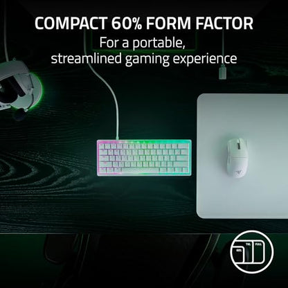 Razer Huntsman V3 Pro Mini 60% Esports Gaming Keyboard, White | Analog Optical Switches, Razer Snap Tap, Rapid Trigger, Adjustable Actuation, Dual-Purpose Mod Keys, Doubleshot PBT Keycaps - color: White, size: Mini 60%, style: 1000 Hz Polling