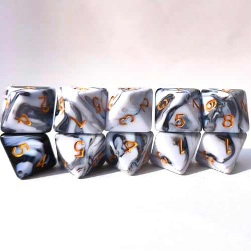 10 PCS D8 8 Sided Dice Set, Polyhedral Number Game Dice for DND RPG MTG Board Game Party Tabletop Accessories (White + Black) - color: White + Black