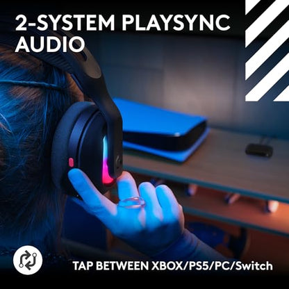 Logitech G Astro A20 X Multi-Platform Wireless Gaming Headset - Black | For PS5, Xbox, PC, Switch - PLAYSYNC Audio Switcher, <16 bit/48kHz (Console), <24 bit/48 kHz (PC), <90hr Battery, 2.4GHz & BT - color: Black