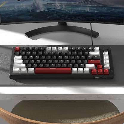 MageGee 75% Mechanical Gaming Keyboard, Compact Blue Backlit Wired Gaming Keyboards with Yellow Switches, EVA Foam, Knob Control, STAR75 Portable NKRO PC Gaming Keyboard - White & Black - color: White & Black - Yellow Switch