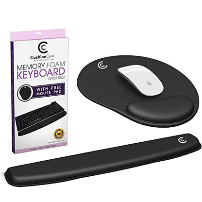 4pc Premium Wrist Rests for Keyboard and Mouse Pad Set - Memory Foam Cushion, Black - Ergonomic Wrists Hand Arm Rest Support for Laptop Computer Desk and Gaming - Carpal Tunnel Syndrome Relief - style: Premium