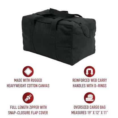 Rothco Canvas Small Parachute Cargo Bag, Black - color: Black