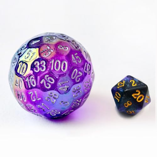 Bescon Dazzling Purple 100 Sided Dice, Game Dice D100, Polyhedral Solid 100 Sides Dice 45MM in Diameter (1.8inch) - color: D100 Dazzling Purple