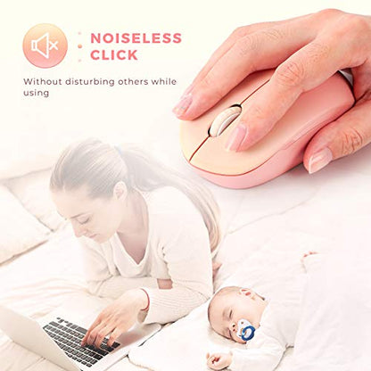 seenda Wireless Mouse, 2.4G Noiseless Mouse with USB Receiver Portable Computer Mice for PC, Tablet, Laptop, Notebook with Windows System - Gradient Pink - color: Gradient Pink