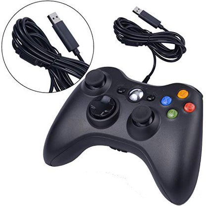 ONE250 USB Wired Game Pad Controller, Compatible with Xbox 360, Xbox 360 Slim, Windows PC - Replacement USB Wired Gamepad (Black) - color: Black
