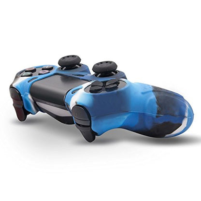 CHINFAI PS4 Controller DualShock4 Skin Grip Anti-Slip Silicone Cover Protector Case for Sony PS4/PS4 Slim/PS4 Pro Controller with 8 Thumb Grips (Camou-Blue) - color: Camou-blue
