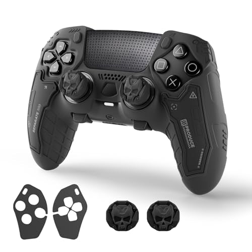 GesTac Tactical Skin Set for PS5 Edge Controller, Anti-Slip Silicone Protective Cover Skin Case Compatible with PS5 Edge Wireless Controller with 2 Thumb Grip Caps - Ghost Gray - color: Ghost Gray