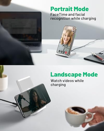 INIU Wireless Charger Station, 15W Fast Wireless Charging Stand for Official and Home Compatible with iPhone 17 16 15 14 13 12 Pro XS Samsung Galaxy S23 S22 S21 Note 20 Google etc - color: White