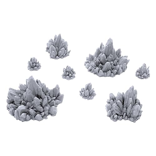 EnderToys Rocks with Crystal Clusters - DND Terrain Compatible with Dungeons and Dragons, 28mm Miniature Wargaming, Tabletop RPGs, Wargame Scenery