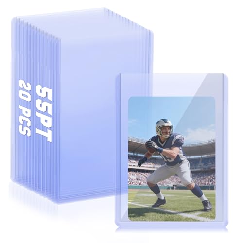 DEDC 20 Top Loaders Card Load Holder Storage for Trading Cards Sports Sleeves Hard Plastic 55 Point Protective Toploaders 3"x4" Rigid Memorabilia Collectibles - size: 55pt