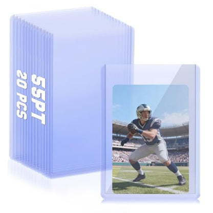 DEDC 20 Top Loaders Card Load Holder Storage for Trading Cards Sports Sleeves Hard Plastic 55 Point Protective Toploaders 3"x4" Rigid Memorabilia Collectibles - size: 55pt