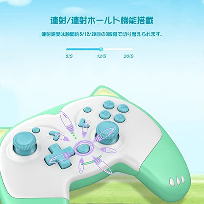 ECHTPower Switch 2 Pro Controller with Hall Effect Joysticks, One-Key Wake-Up for Switch 2, Wireless Controller for Switch 2/Switch/Lite/OLED, Turbo Button, 4 Back Buttons, RGB Lighting, 3.5mm Jack, Dual Vibration, 6-Axis Gyro (White Green) - color: White