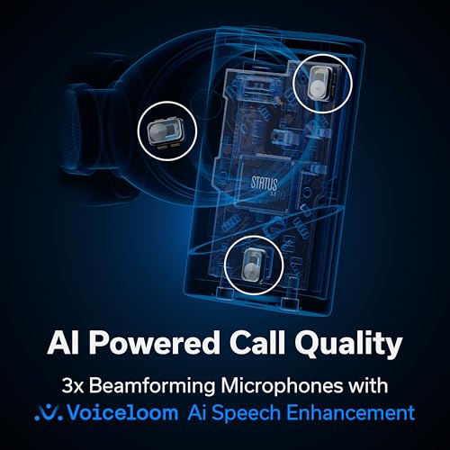 Status Pro X Wireless Earbuds, Triple Speaker Driver, Hi-Res Audio with LDAC, 52dB ANC, 6 Beamforming Mics with VoiceLoom AI for Clearest Calls (Black Alloy) - color: Onyx