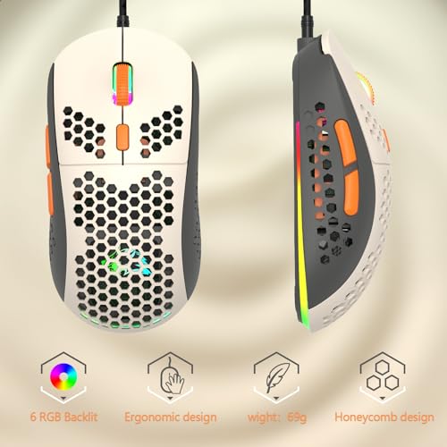 RK-T60 Wired 60% TKL Mechanical Gaming Keyboard Led Rainbow Backlight Ultra-Compact NKRO Linear Red Switch ABS Keycap RGB Honeycomb Mice Coiled Aviator Cable for Windows Laptop PS4/PC/WIN Gamer - color: Milk/Brown Switch