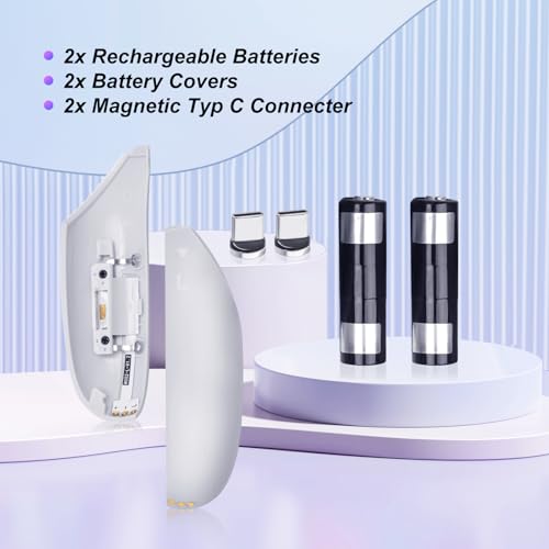 Lampelc Rechargeable AA Controllers Batteries with Controller Covers and VR Headset Magnetic C Connector, Replacement Parts for Quest 2 Charging Dock