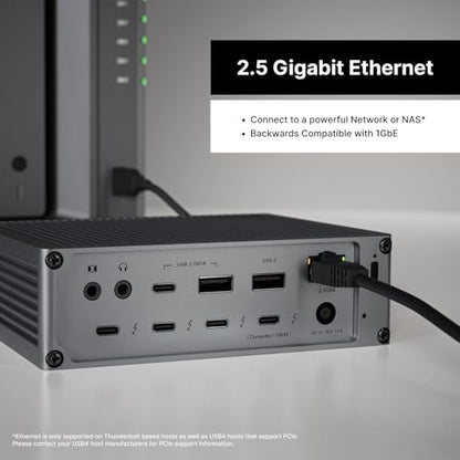 CalDigit TS5 Thunderbolt 5 Dock - 15 Port, 140W Charging, 80Gb/s TBT 5 x 4, USB-C 10Gb x 3, USB-A x2, 2.5Gb Ethernet, Dual 8K@60Hz Displays, SD & microSD UHS-II, 1m Braided Cable, Space Gray 240W PSU - style: TS5