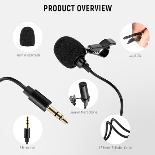 NEEWER 2 Pack Lavalier Lapel Microphone Compatible with DJI Wireless Mic Transmitters Rode Wireless GO II 2, Omnidirectional Condenser Wired Clip On Lav Mics for Stage YouTube Live Streaming, CM5 | Compatible with DJI Wireless Mic Transmitters Rode GO II