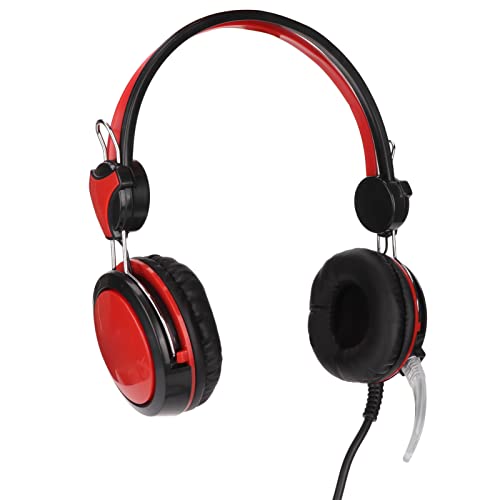 Gaming Headset with Noise Cancelling Features Ergonomic Wired Game Headphone for PC and Skype 40mm Drivers (Red) - color: Red