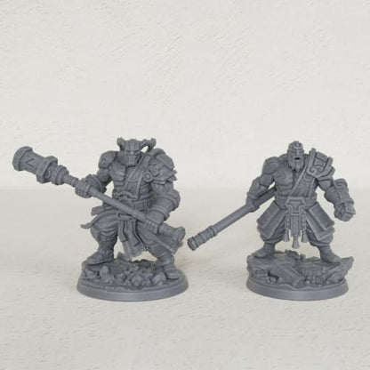 Fantasy Tabletop Unpainted Miniatures -32mm Rune Giants Duo AS1012 | 1:50 Miniature Game Role Playing RPG Accessory Dungeon Masters Boss Encounter - Giant Boss