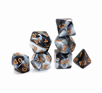 DND Dice Black White Polyhedral Dice Set for Dungeon and Dragons MTG RPG D&D D20 D12 D10 D8 D6 D4 - color: Black Mixed White