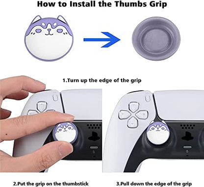PlayVital Cute Thumb Grip Caps for ps5, Edge, ps4 Controller, Silicone Analog Stick Cover for Xbox Series X/S, Elite Series 2 Controller, Thumbstick Caps for Switch 2 Pro Controller - Cutie Kitty - color: Cutie Kitty