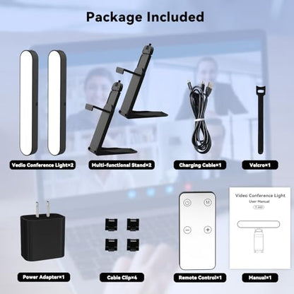 Takerers Video Conference Lighting, Webcam Light with Remote & Touch Control, 3 Color Temperature, 10 Level Brightness, Zoom Light for Computer, Video Calls, Live Streaming, Podcast, Studio (2-Pack) - size: 2-Pack