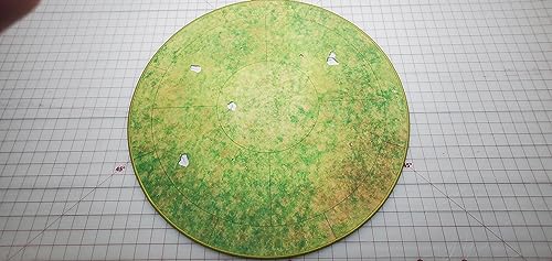 24" Diameter Grassland Playmat with 1" Grid Stitched Edging, Double-Sided with Universal Dungeon Terrain
