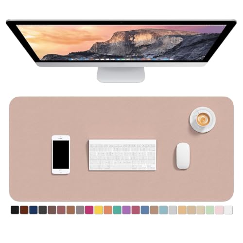 Hsurbtra Desk Pad, 30" x 14" PU Leather Desk Mat, XL Extended Mouse Pad, Waterproof Desktop Blotter Protector, Non-Slip Ultra Thin Large Laptop Keyboard Writing Mat for Office Home, Beige Apricot - color: Beige Apricot, size: 30" x 14"