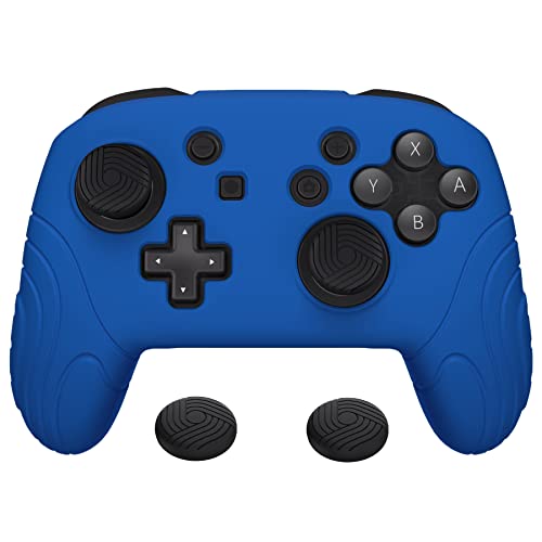 PlayVital Samurai Edition Ergonomic Silicone Skin Protective Case for Nintendo Switch Pro Controller, Soft Anti-slip Controller Grip Protector for Nintendo Switch Pro with Thumb Grip Caps - Blue - color: Blue