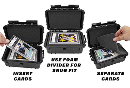 CASEMATIX Graded Card Case Compatible with 6+ BGS 8+ PSA FGS Graded Sports Trading Cards, Waterproof Graded Slab Card Storage Box with Card Carrying Case Impact Absorbing Foam Inserts