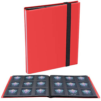 Upgraded 9 Pockets Trading Card Collection Binder, 360 Book Holder Album for Yugioh, MTG, TCG, Magic, Sports Cards - Red - color: Red