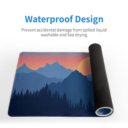 Japanese Mountain Landscape Gaming Mouse Pad Extended Large Mousepad with Nonslip Rubber Base Stitched Edges Laptop Computer Keyboard Desk Mat for Office Home and Game 31.5 X 11.8 Inch - color: Mountain