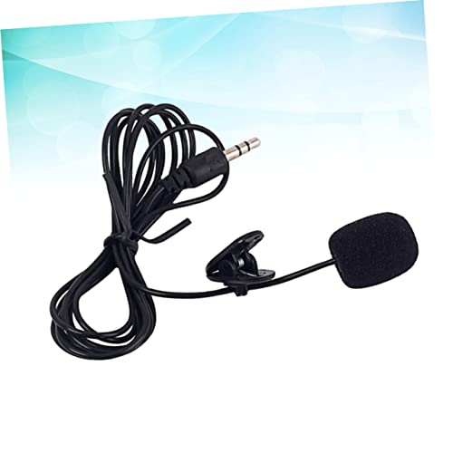 NUOBESTY Portable Mini Clip Microphone Plug for Phone Computer Tablet Voice Capture Lavalier Mic for Speech Interview Recording Black