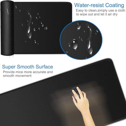 Large Extended Gaming Mouse Pad, Water Resist Non-Slip Mousepad Rubber Base Long Desk Mouse Pad with Stitched Edges, Computer Keyboard Mouse Mat for Gaming, Office & Home, 31.5 x 11.7 in, Black - color: Black, size: 31.5L x 11.7W inches