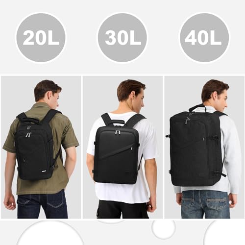 Kono Carry on Backpack, Airline Approved Under Seat Travel Backpack - color: Black, size: Large