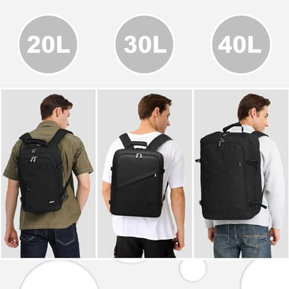 Kono Carry on Backpack, Airline Approved Under Seat Travel Backpack - color: Black, size: Large