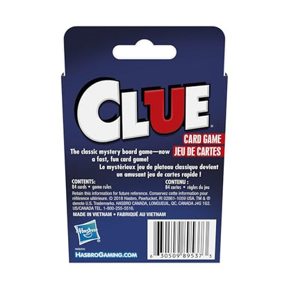Hasbro Gaming Clue Card Game, 3-4 Player Strategy Game, Fun Summer Activities, Vacation Travel Essentials, Ages 8+ - size: 1 Count (Pack of 1)