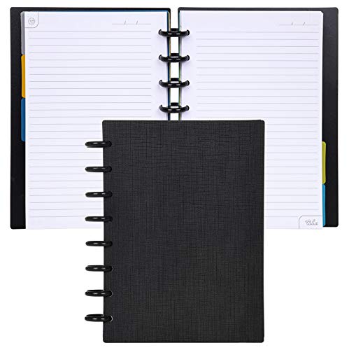 Talia Discbound Notebooks, Planner, Customizable, (Black w/Black Discs, Junior (5.5in x 8.5in)) - color: Black W/Black Discs, size: Junior (5.5in x 8.5in)