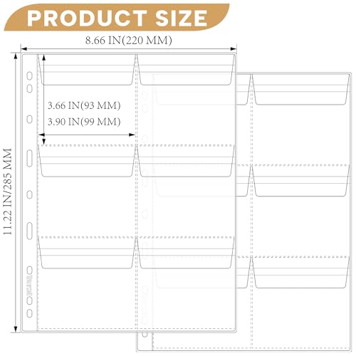 25 Sheets Coin Pocket Pages - 6 Pocket Standard 9-Hole 150 Pockets Inserts Collecting Sleeves for Coins [99mm X 93mm Each Pocket] CS0312506 - color: 6 Pocket(99mm X 93mm Each Pocket), size: 25 Sheets